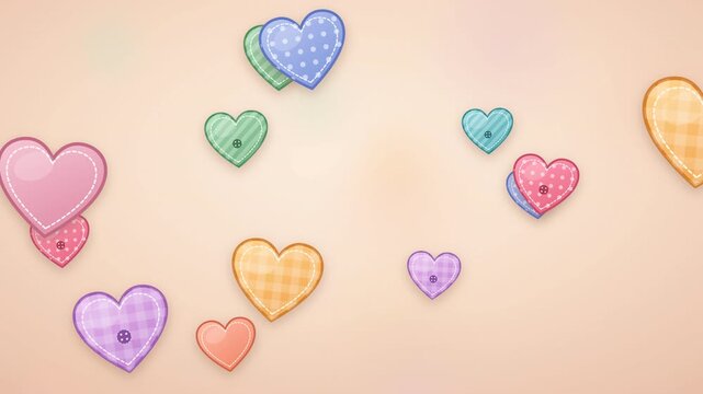 Floating Handcrafted Fabric Hearts with Stitching for Mother's Day