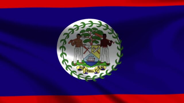 Belize National Realistic Flag Waving Animation, Patriotic Motion Background Footage in 4K