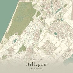 Naklejka premium Vintage Canvas Map of Hillegom, Netherlands | Scandinavian Wall Art | Historic Topographic