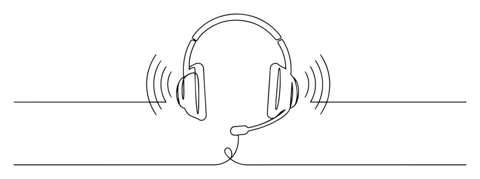 Customer support or online communication headset line icon