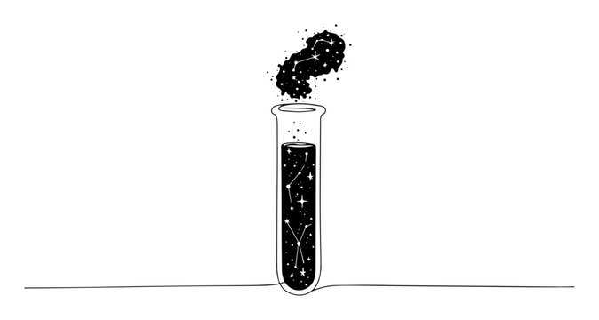 Test tube with bubbling magical reaction