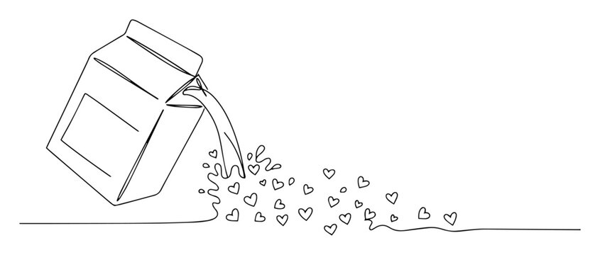 Milk carton pouring hearts in playful concept