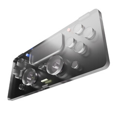 3d render left side view glass game controller illustration element © Hary