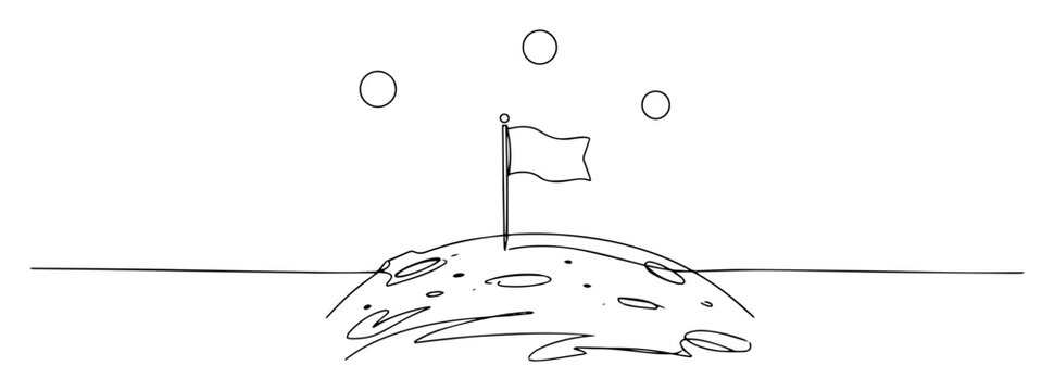 Flag on alien planet surface outline