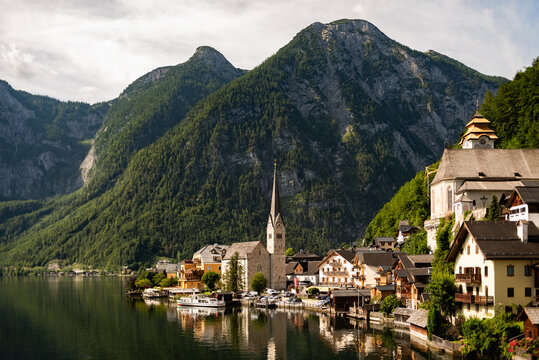 Beautiful Hallstatt, hidden gem in Austria, reflection in the lake