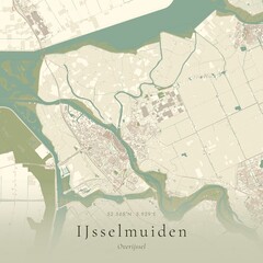 Fototapeta premium Vintage Canvas Map of IJsselmuiden, Netherlands | Scandinavian Wall Art | Historic Topographic