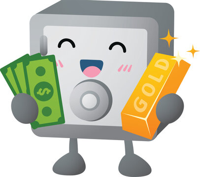Cute cartoon safe smiles with joy and excitement