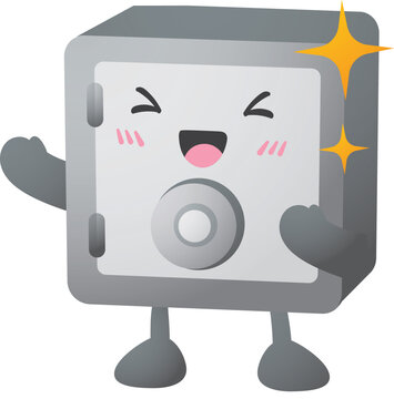 Cute safe with smiling face and sparkling stars