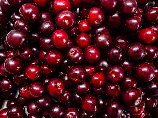 Red cherries drying on a white paper towel. Preserving for the winter. © Iryna Diadechko