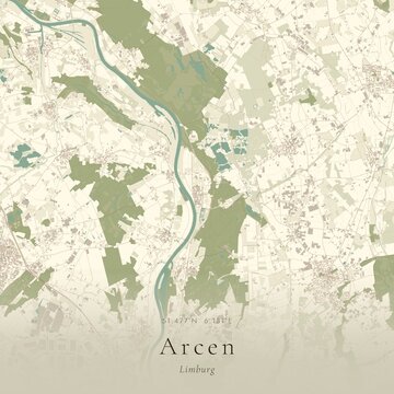 Vintage Canvas Map of Arcen, Netherlands | Scandinavian Wall Art | Historic Topographic