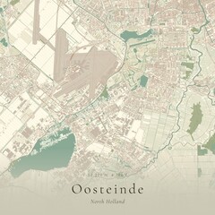Fototapeta premium Vintage Canvas Map of Oosteinde, Netherlands | Scandinavian Wall Art | Historic Topographic