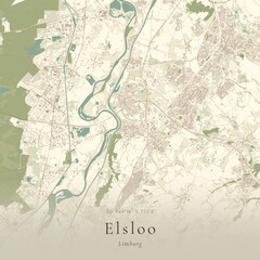 Fototapeta premium Vintage Canvas Map of Elsloo, Netherlands | Scandinavian Wall Art | Historic Topographic