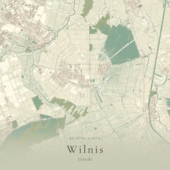 Fototapeta premium Vintage Canvas Map of Wilnis, Netherlands | Scandinavian Wall Art | Historic Topographic