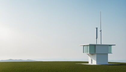 Obraz premium Modern climate data observation station in a quiet landscape