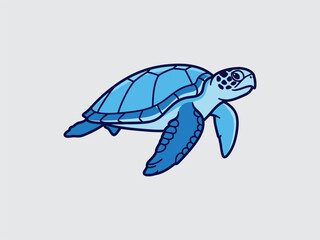 Fototapeta premium Blue Sea Turtle Illustration Simple Design.