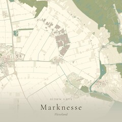 Fototapeta premium Vintage Canvas Map of Marknesse, Netherlands | Scandinavian Wall Art | Historic Topographic