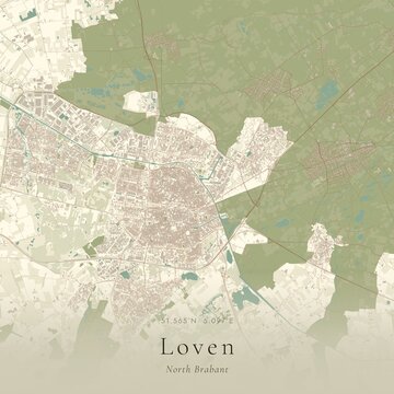 Vintage Canvas Map of Loven, Netherlands | Scandinavian Wall Art | Historic Topographic