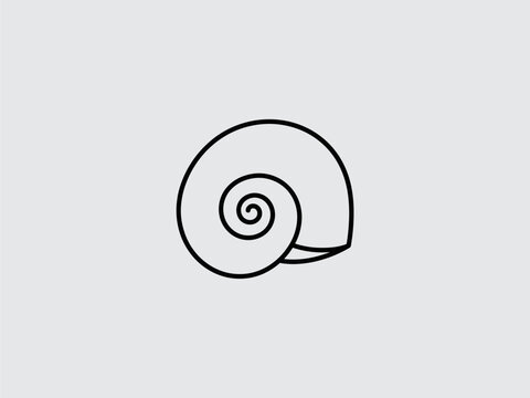 Simple Line Drawing of a Snail Shell.