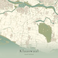 Fototapeta premium Vintage Canvas Map of Klaaswaal, Netherlands | Scandinavian Wall Art | Historic Topographic