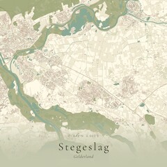 Naklejka premium Vintage Canvas Map of Stegeslag, Netherlands | Scandinavian Wall Art | Historic Topographic