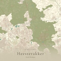 Naklejka premium Vintage Canvas Map of Heesterakker, Netherlands | Scandinavian Wall Art | Historic Topographic