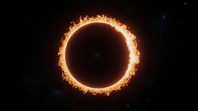 A glowing ring of fire burns brightly against a black background.