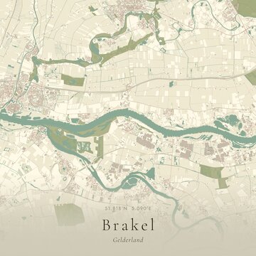 Vintage Canvas Map of Brakel, Netherlands | Scandinavian Wall Art | Historic Topographic