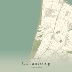 Vintage Canvas Map of Callantsoog, Netherlands   Scandinavian Wall Art   Historic Topographic © Rezona