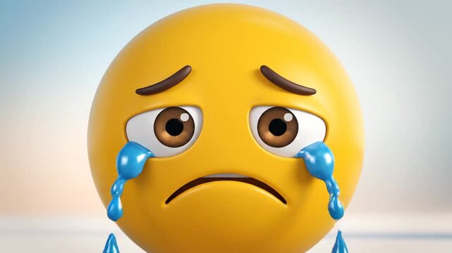 Animated 3d emoji changing from laughing to crying and shocked