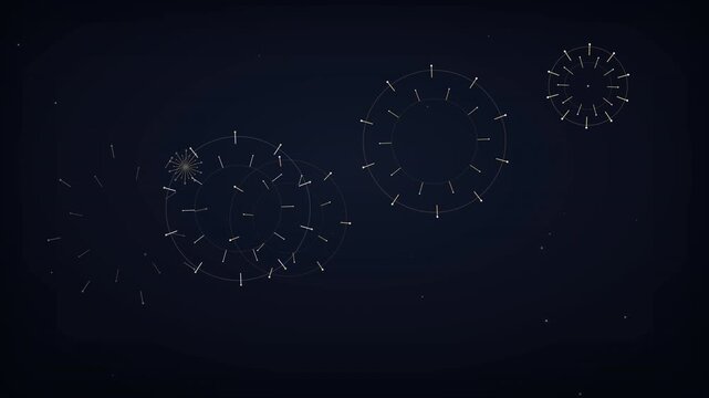 Minimalist motion graphic with clean lines and subtle sparkling effects of elegant fireworks