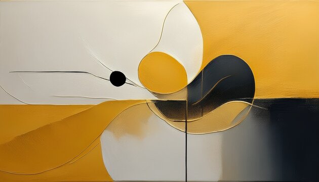 Fondo De Pintura Abstracta Contemporanea Minimalista En Colores Blanco Beige Negro Amarillo Sobre Lienzo Decorativo Ilustracion De Ia Generativa