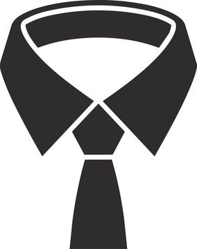Minimal black dress shirt collar icon with a neat necktie, perfect for office dress code guides, corporate branding, business invitations, and menswear fashion graphics