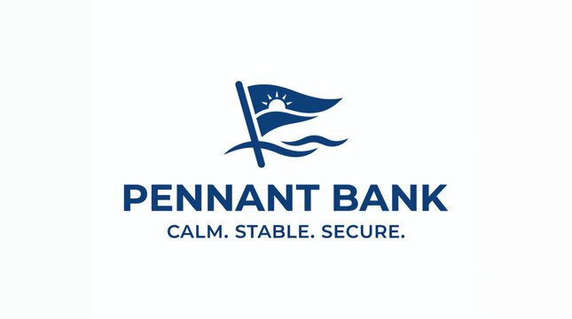 Pennant bank logo featuring flag sun and ocean waves.