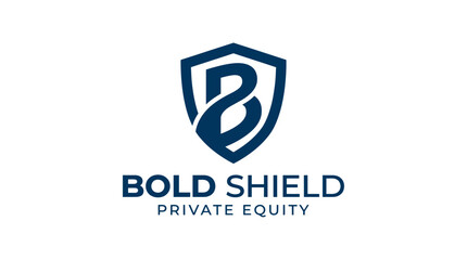 Bold shield logo with letter B for private equity. © Farah