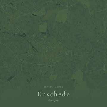 Sage Green Map of Enschede, Netherlands | Modern Scandinavian Wall Art