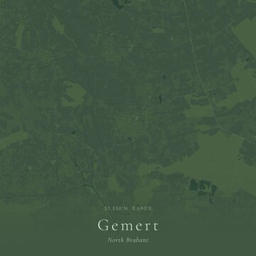 Sage Green Map of Gemert, Netherlands | Modern Scandinavian Wall Art