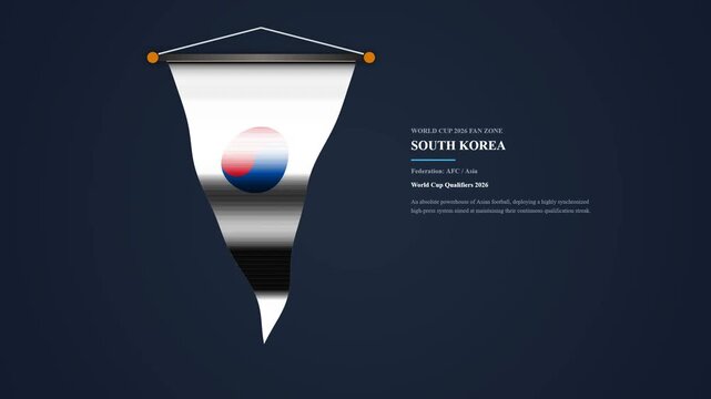 South Korea Flag Pennant Waving Fan Zone World Cup Qualifiers Football Tournament Animation Background