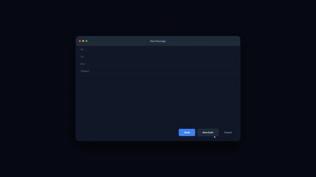 Email Client Application Interface New Message Save Draft UI Animation