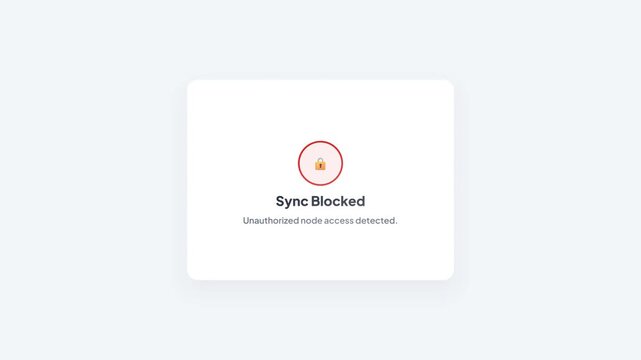 Security Sync Blocked Unauthorized Node Access Detected Warning Alert Window Animation