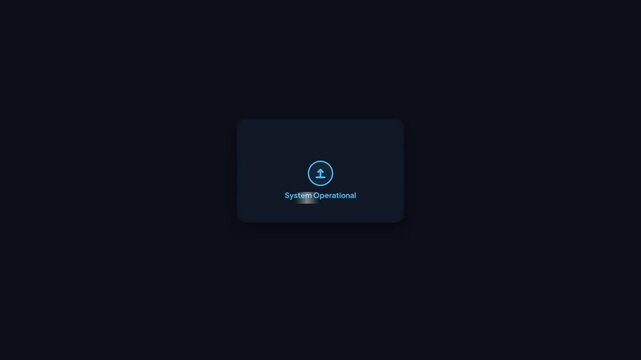 Neural Automation LLM Model Deployment Alert Animation. Cyberpunk dark blue user interface overlay displaying an autonomous system operational target pipeline notification with an agent deploy button.