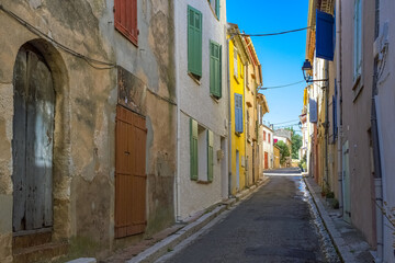 Fototapeta premium Nans-les-Pins, typical village in the Var, colorful houses in the historic center 