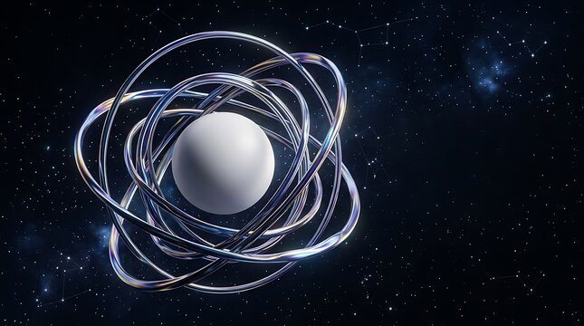 Abstract 3D space composition. Futuristic orbital design