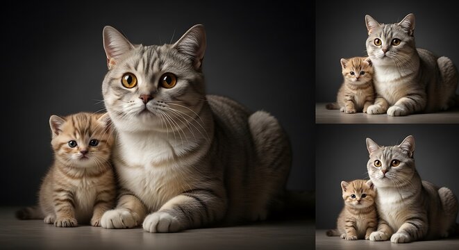 Two adorable tabby kittens sitting side by side.
