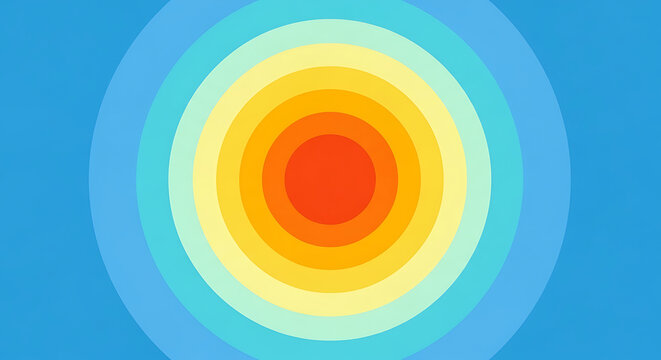 Abstract concentric circles pattern with warm color gradient on blue background abstract gradient background colorful geometric circular sunburst wallpaper creative minimalist