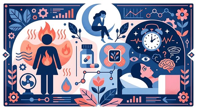 Visual representation of menopause symptoms and female health issues