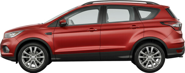 Naklejka premium Red Modern SUV in Side View Isolated on Transparent Background