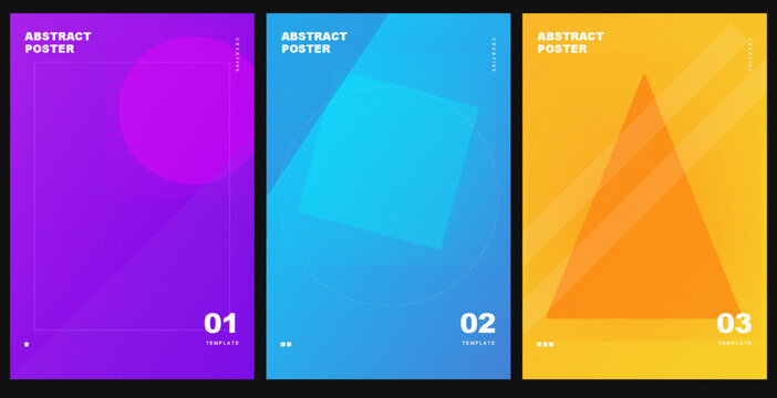 Abstract Geometric Poster Set Vector Templates Minimalist Modern Flyer Covers for Branding Presentation