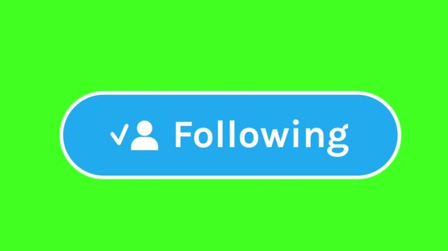 Social Media Following Button Animation with Mouse Cursor Click on Green Screen