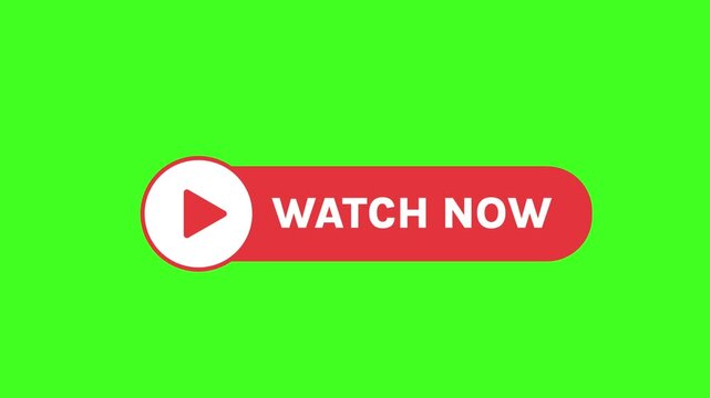 Red Watch Now Call to Action Button Animation on Green Screen