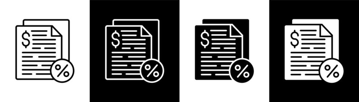 Tax white and black icon set design